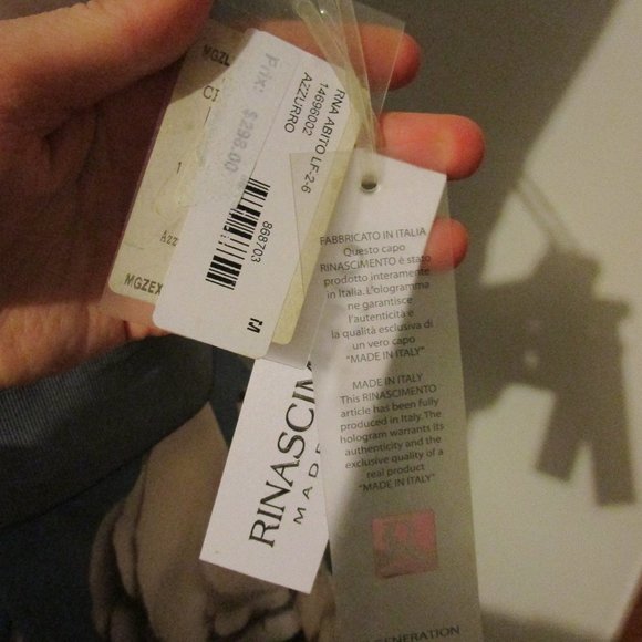 NWT Rinascimento Designer Sz Medium Sleeveless Blue Printed Fit And Flare Dress - Picture 9 of 17